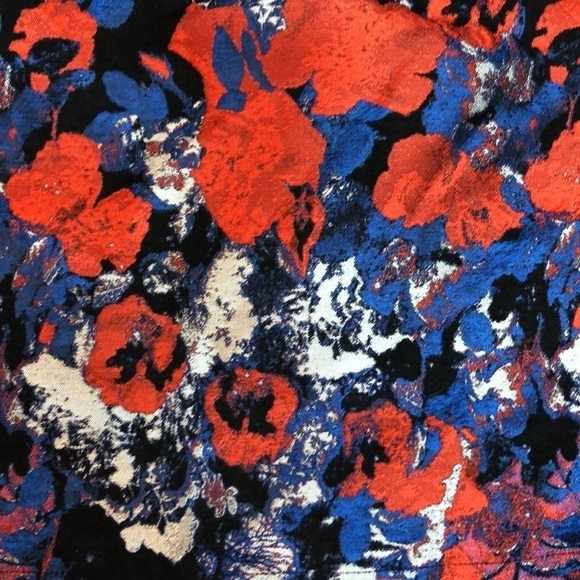 Frock Shop Black Blue Red Brushstroke Floral Fit and Flare Dress Size Small - Picture 3 of 9